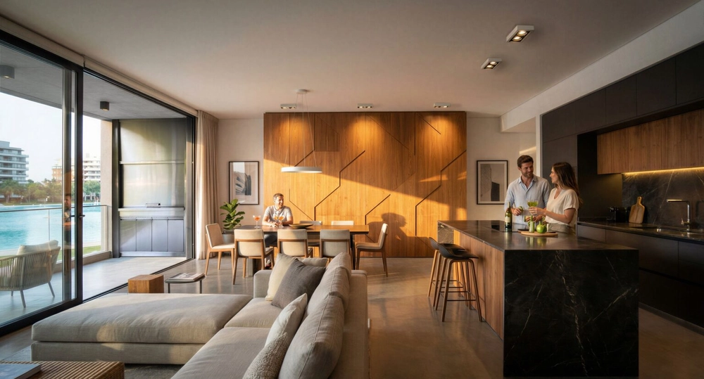 Living comedor al atardecer en Hurlingham Park